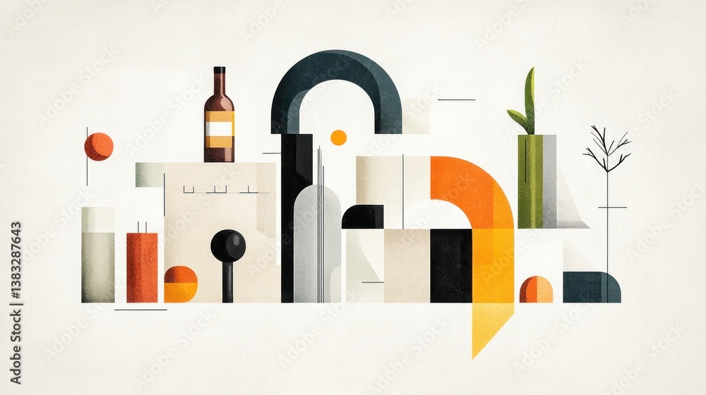 Poster abstract geometric composition of objects