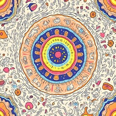 Fototapeta premium Bohemian Chic Mandala: Seamless Ethnic Pattern with Intricate Linework and Earthy Tones