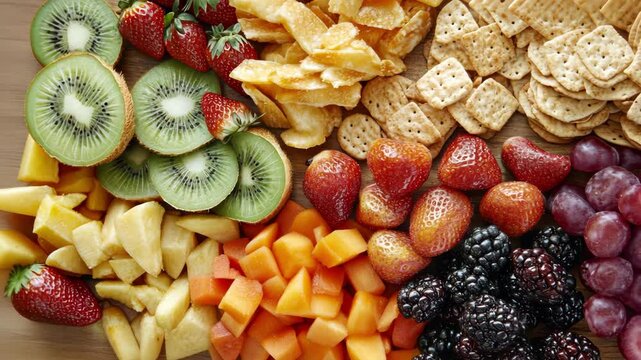 Healthy Nutrition Planning with Fresh Fruits Enjoy Strawberries, Kiwi, and Grapes as Colorful Snacks for Balanced Diet