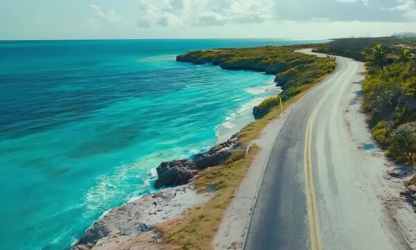 A scenic drive along the coastlines of Abaco, with stunning views of turquoise waters