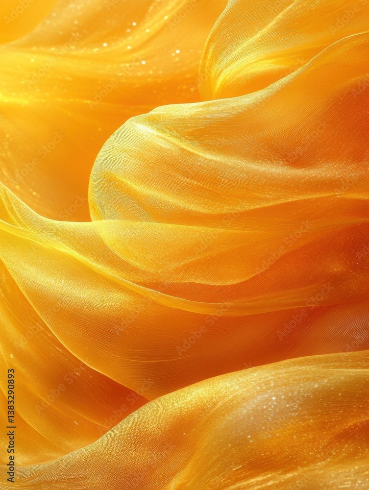 Poster luxurious golden fabric waves creating a mesmerizing abstract background with shimmering highlights 
