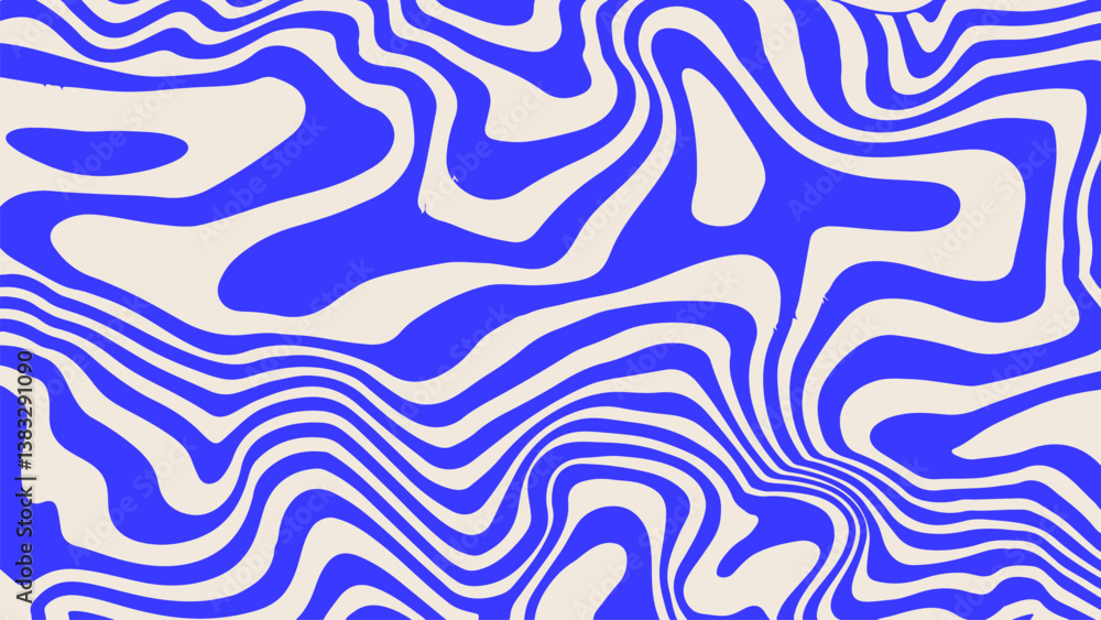Aufkleber Abstract vector illustration featuring wavy zebra-like lines on a background, creating a modern, psychedelic, and eye-catching pattern suitable for trendy graphic designs.