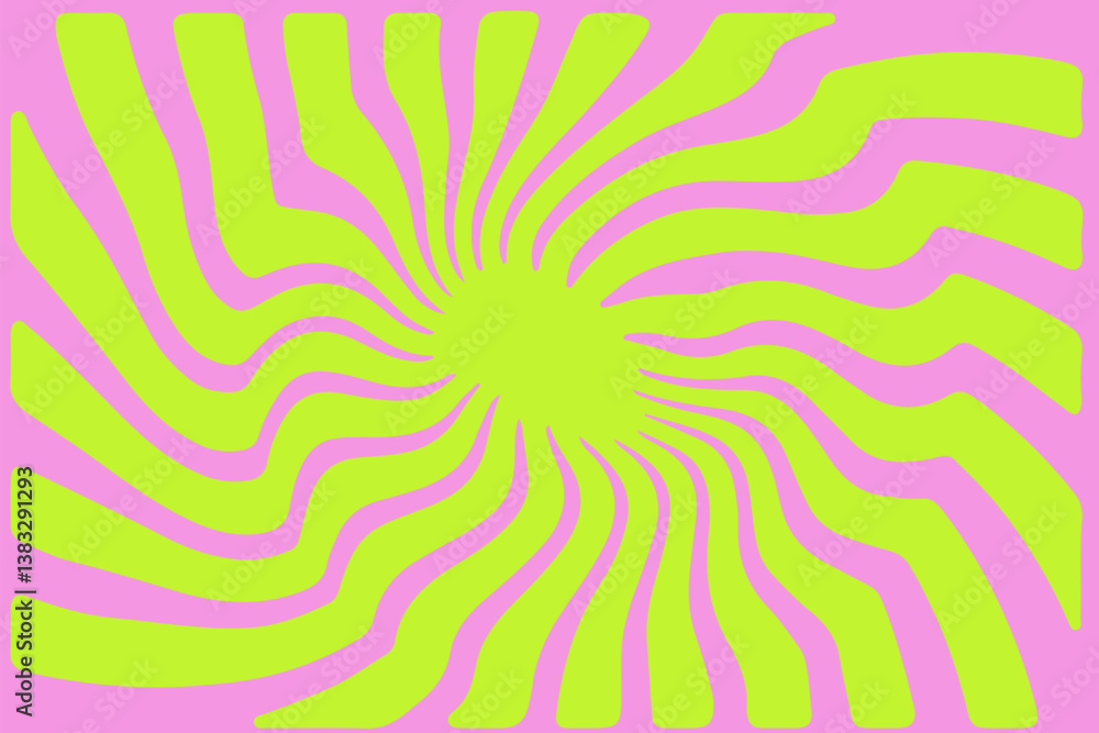 Poster Vibrant abstract design with wavy lines in neon pink and green. The dynamic, flowing pattern creates an engaging optical illusion, ideal for modern art and stylish decor applications.
