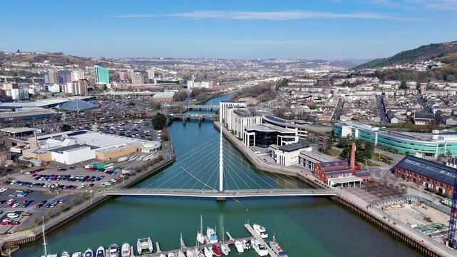 Swansea Sail bridge with city view