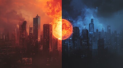Stunning cityscape depicting contrasting climates.