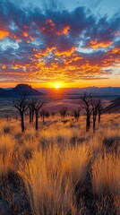 Fototapeta premium Sunrise over arid landscape