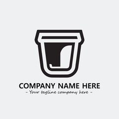 Cup illustration black and white for logo company vector image
