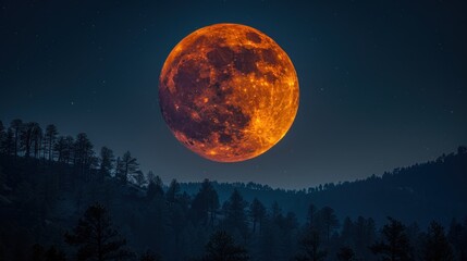 Fototapeta premium Blood Moon over Mountain Forest