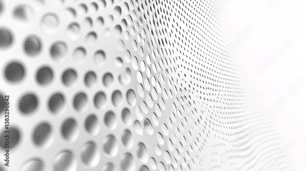 Aufkleber Abstract white background with waving pattern of circles creating illusion of perspective