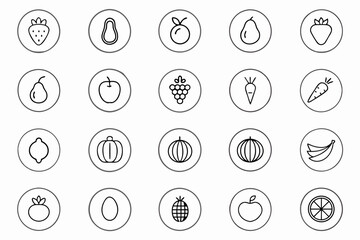 Set of Different Style Hand-Drawn fruit Vector Icons