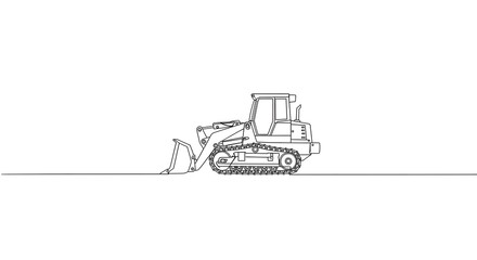 Naklejka premium Drawing of a Tracked Loader Machine in a Simple Line Art