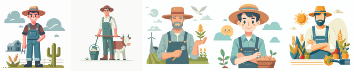 vector set of farmers