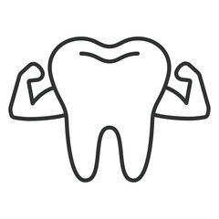 Strong teeth, icon in line design. Strong teeth, tooth, dental, healthy, smile, enamel, oral care on white background vector. Strong teeth, editable stroke icon
