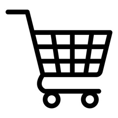 Illustration of a black icon of a supermarket shopping cart or basket isolated on a white background © Victoria