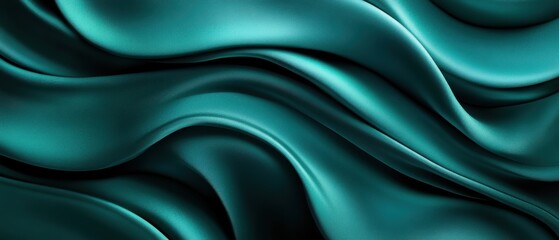 Obraz premium Luxurious teal fabric waves gracefully creating a soft and elegant texture with subtle light and shadow adding depth and dimension for sophisticated designs