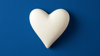 White Textured Heart on Deep Blue Background