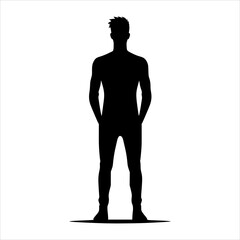 Obraz premium Black silhouette of a standing person, minimalist vector style