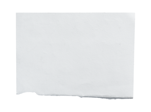 White ripped piece of paper isolated on transparent background PNG file