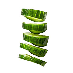 Obraz premium cucumber slices isolated on transparent background