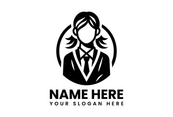 Contemporary female graduate line art with floating book motifs, stylish academic emblem for modern education brands