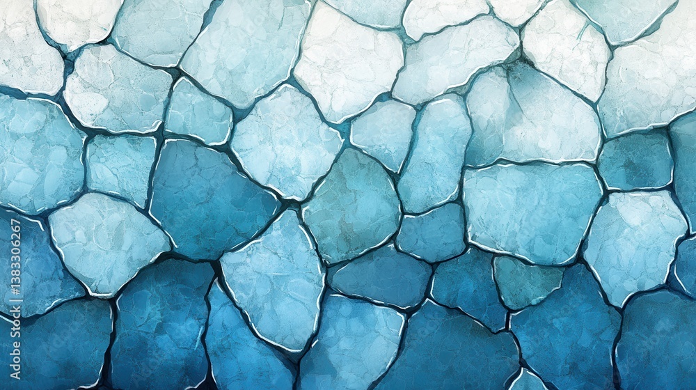 Poster serene mosaic of azure stones abstract watercolor texture background for tranquil design and creativ