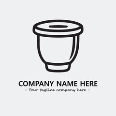 Cup illustration black and white for logo company vector image
