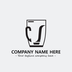 Cup illustration black and white for logo company vector image
