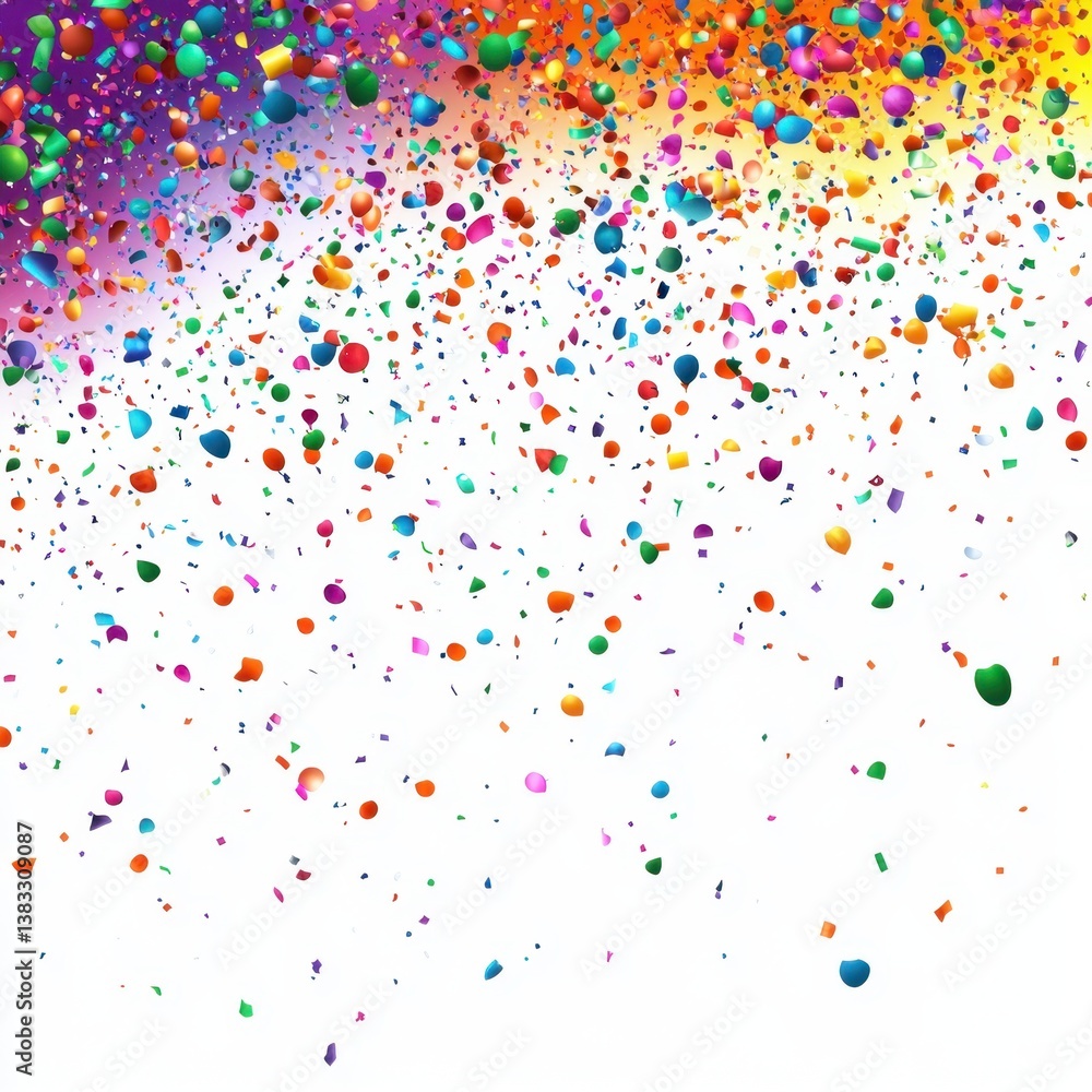 Poster festive cascade of vibrant confetti against a bright background creating a joyful and celebratory at