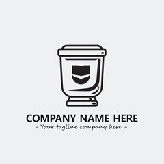 Cup illustration black and white for logo company vector image
