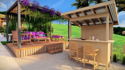 Fototapeta premium Eco resort park, convention center design concept for Tourist and Family programs