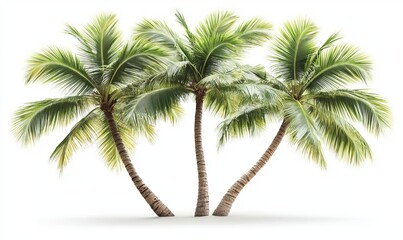 Obraz premium three palm trees standing in the bright light with the shadow on the surface
