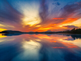 Reflection of the morning sky at the pond