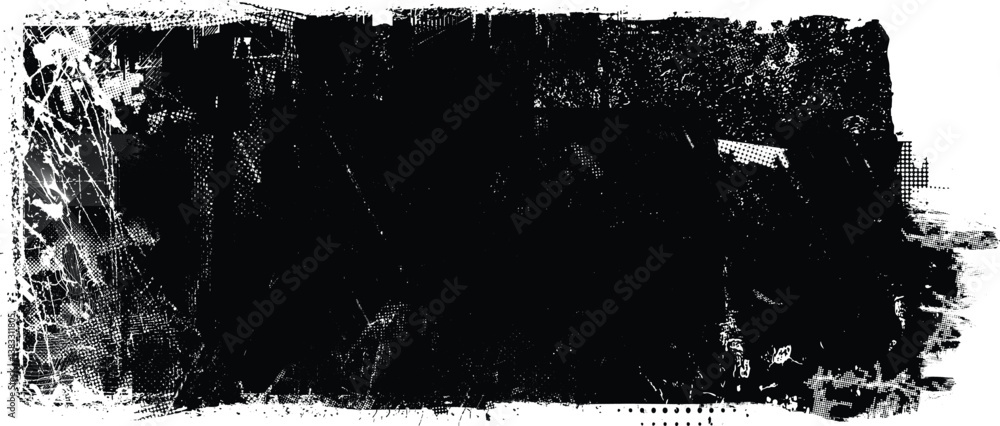 Poster Grunge textured banner with rough edges. Speckled texture. Overlay grunge texture . Simply place texture over any object to create grunge effect . Banner with scratched surface for your design. 