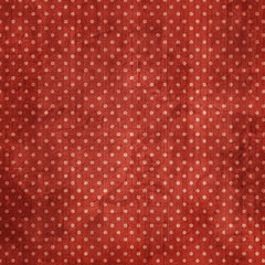 Polka dots design, red grungy background, seamless repeat dots pattern, gift wrap paper