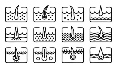 hair problems related editable stroke outline icon