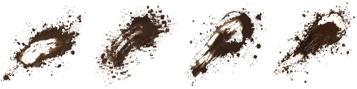 An eliment set of splattered mud drops and smears isolated on transparent background, dirty texture, PNG , ,

