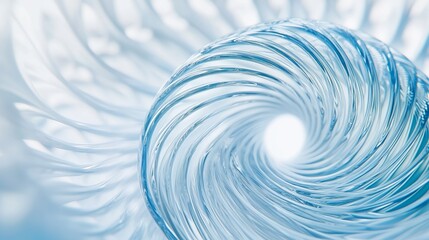 Obraz premium Light blue spiral wire pattern, abstract gradient design, soft focus, creative concept.