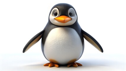 3d penguin on white background