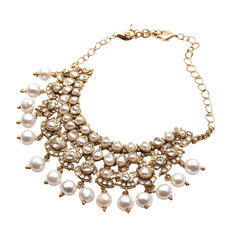 Traditional Indian bridal pearl choker necklace with Kundan stones