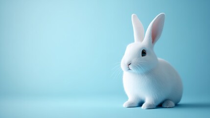 Obraz premium Minimalistic modern Easter bunny wallpaper on blue background