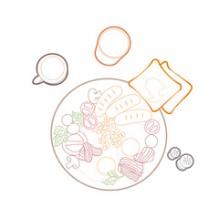 English Breakfast Set With Coffee and Orange Juice