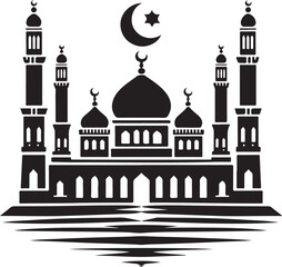 a mosque building silhouette victor isolated on the white background