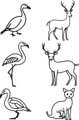 Elegant Animal Outlines: A Collection of Simple Creature Illustrations
