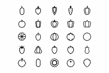 Fototapeta premium Set of Food Vector Icons in Different Styles on White Background
