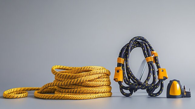 Safety harness and equipment showcased, emphasizing workplace safety and professional preparedness.