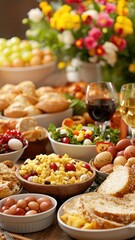 Global easter traditions concept. Traditional Easter Celebration in European Village with Festive Feast