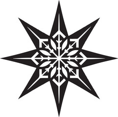 Obraz premium Black mandala star silhouette victor design isolated on the white background.