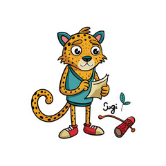  Sluggish Cheetah in Cross-Stitch Style