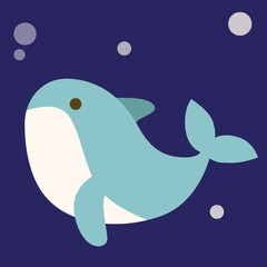 whale illustrations in flat design style