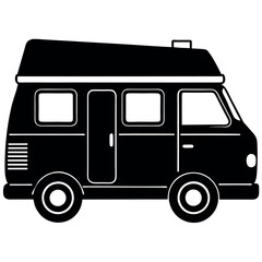 Camper Van Silhouette Vector Sleek & Minimalist Design for Travel Graphics